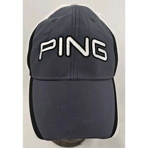 Ping Golf Men's Gray White Hat‎ Mesh Mr. Ping Logo Mesh SnapBack Cap Adjustable